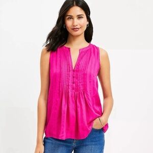 NWOT LOFT Pink Sleeveless Blouse with Pintuck Detail